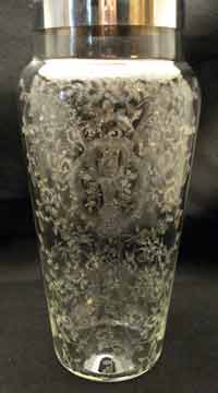 Unknown Cocktail Shaker with Lotus Bridal Bouquet Etch