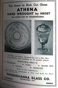 Susquehanna Glass Company Cutting on Heisey Athena