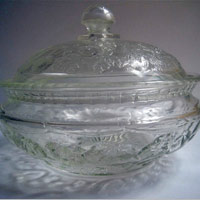 Unknown Strawberry Pattern Covered Bowl