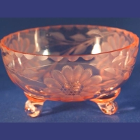 Unknown Footed Bowl w/ Cornflower Cutting
