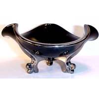 Unknown Black Bowl w/ Fleur-de-Lis Feet & Silver Trim