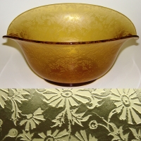 Unknown Bowl w/ Unknown Daisy Brocade Etch