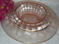 Unknown Pink Console w/ Unknown Floral Etch