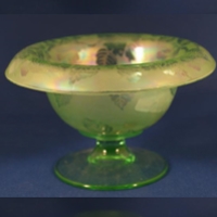Unknown Rolled Edge Compote w/ Unknown Gold Encrusted Brocade Etch