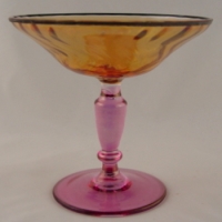 Unknown Bi-Color Compote w/ Zigzag Optic
