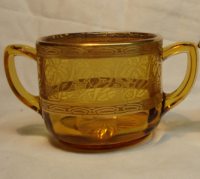 Unknown Cream & Sugar w/ Unknown Gold Band & Lily Etch