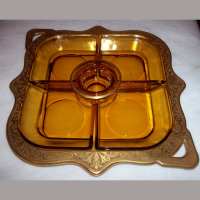 Unknown Six-Piece Relish Set w/ Unknown Border Etch