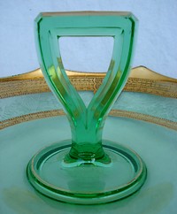 Central #1435 Center Handled Bowl w/ Lotus Plantangonet Etch