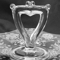 Liberty Works "Notched Square" Center Handled Server w/ Unknown Floral Etch