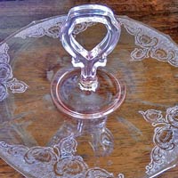 New Martinsville #  34 Addie Center Handle Server w/ Unknown Floral Etch