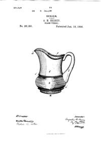 Heisey #1225 Plain Band Creamer Design Patent D 28180-1