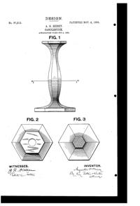 Heisey # 5 Patrician Candlestick Design Patent D 37213-1 Heisey # 5 Patrician Candlestick Design Patent D 37213-1
