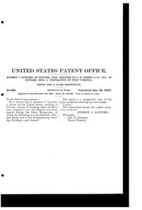 Heisey # 10 Hair Receiver, # 16, # 17, & # 25 Puff Boxes Design Patent D 40460-2 Heisey # 10 Hair Receiver, # 16, # 17, & # 25 Puff Boxes Design Patent D 40460-2