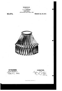 Heisey Light Fixture Shade Design Patent D 40474-1