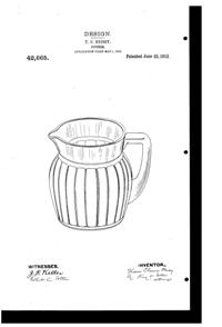 Heisey # 393 Narrow Flute Jug Design Patent D 42665-1