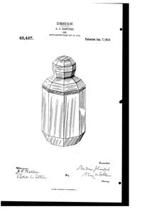 Heisey # 429 Plain Panel Recess Jar Design Patent D 43437-1