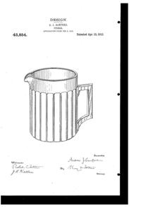 Heisey # 393 Narrow Flute Jug Design Patent D 43854-1
