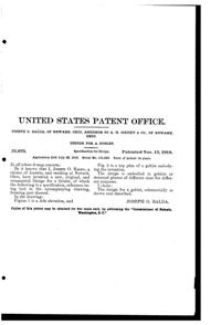 Heisey #3301 Clarence, #3313 Budapest, & 3315 Polonaise Goblet Design Patent D 52622-2