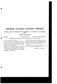 Heisey # 413 Renaissance Etch on #3333 Old Glory Goblet Design Patent D 59451-2