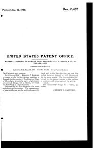Heisey # 485 Hexagon Stem Cologne Bottle w/Cut & #  64 Stopper Design Patent D 65422-2