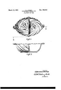 Heisey #1519 Waverly Divided Dressing Bowl Design Patent D162412-1