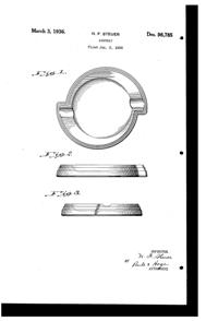 Owens-Illinois Ash Tray Design Patent D 98785-1
