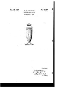 Cambridge # 395, #396 Shaker Design Patent D 73707-1 Cambridge # 395, #396 Shaker Design Patent D 73707-1