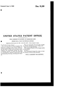 Cambridge #1084 Decagon Sandwich Tray Design Patent D 81309-2