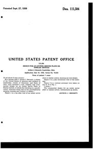 Cambridge #3600 Martha, #M156 Oyster Plate Design Patent D111504-2