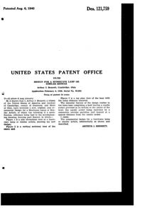 Cambridge #1604 Hurricane Lamp Design Patent D121759-2