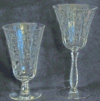 Fostoria #6037 Silver Flutes Stemware with Heather Etch