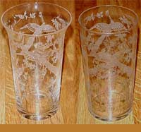 Fostoria # 701 and # 833 Tumblers with #250 Oriental Etch