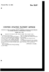 Indiana # 500 Jar Design Patent D 89437-2