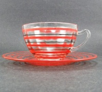 Hocking Painted Stripe Cup & Saucer