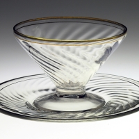 Hocking Spiral Gold Trimmed Sherbet & Plate