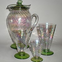 Hocking Spiral Jug & Tumblers
