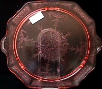 Hocking Princess Pink Footed Cake Plate