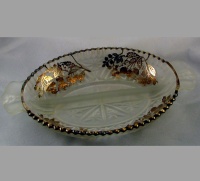 Anchor Hocking Thousand Line Relish w/ Silver Overlay