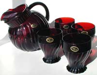 Anchor Hocking Royal Ruby Swirl Beverage Set