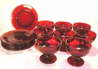 Anchor Hocking Royal Ruby Sherbet and Plates