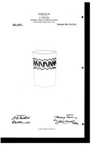 Fostoria #  45 Greek Needle Etch on #820 Tumbler Design Patent D 42356-1