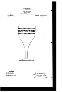Fostoria # 235 Ivy Etch on #880 Goblet Design Patent D 44355-1