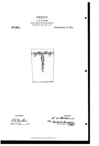 Fostoria # 241 Lily of the Valley Etch on #820 Tumbler Design Patent D 47451-1