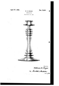Fostoria #2362 Candlestick Design Patent D 70021-1