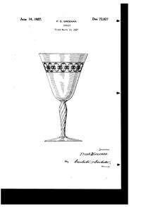 Fostoria #  80 Spartan Needle Etch on #5097 Goblet Design Patent D 72827-1