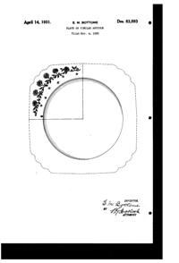 Fostoria # 284 New Garland Etch on #2419 Mayfair Plate Design Patent D 83893-1