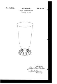 Fostoria #4024 Victorian Footed Tumbler Design Patent D 91166-1