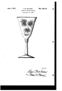 Fostoria # 329 Lido Etch on #6017 Sceptre Goblet Design Patent D104718-1