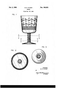Fostoria # 824 Princess Cutting on #6027 Envoy Goblet Design Patent D160353-1