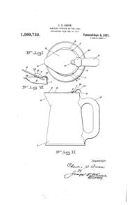 U. S. Glass Jug Patent 1389732-1